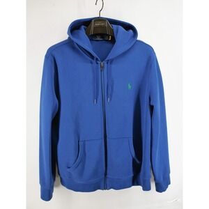 POLO RALPH LAUREN Men's Large Liberty Blue Double Knit Full Zip Hoodie